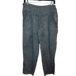 Beau Jours Gray Linen Blend Size Medium Lagenlook Pull Pants